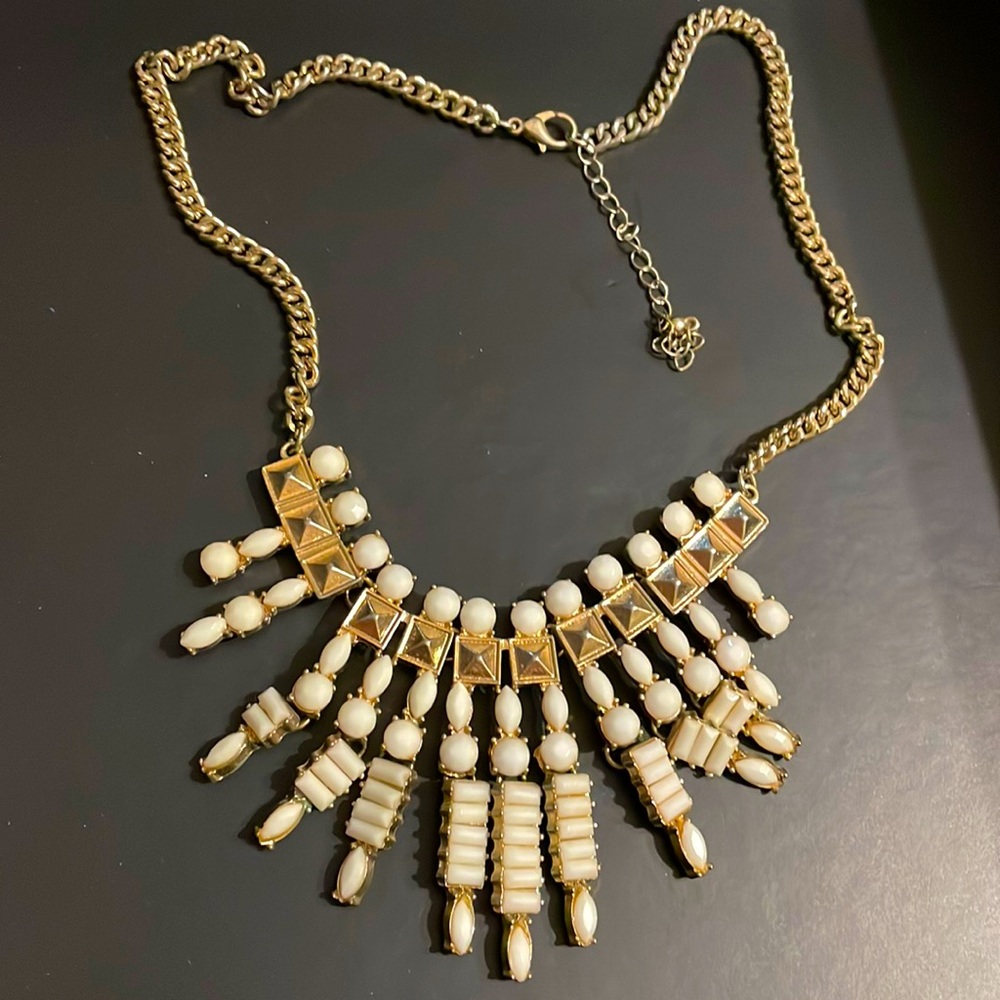 Gold and white statement necklace